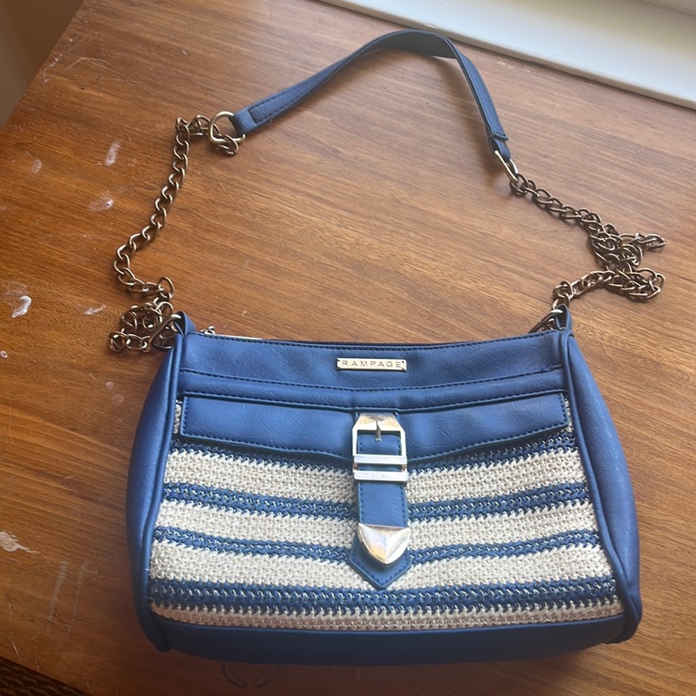 Blue and Tan Woven Purse